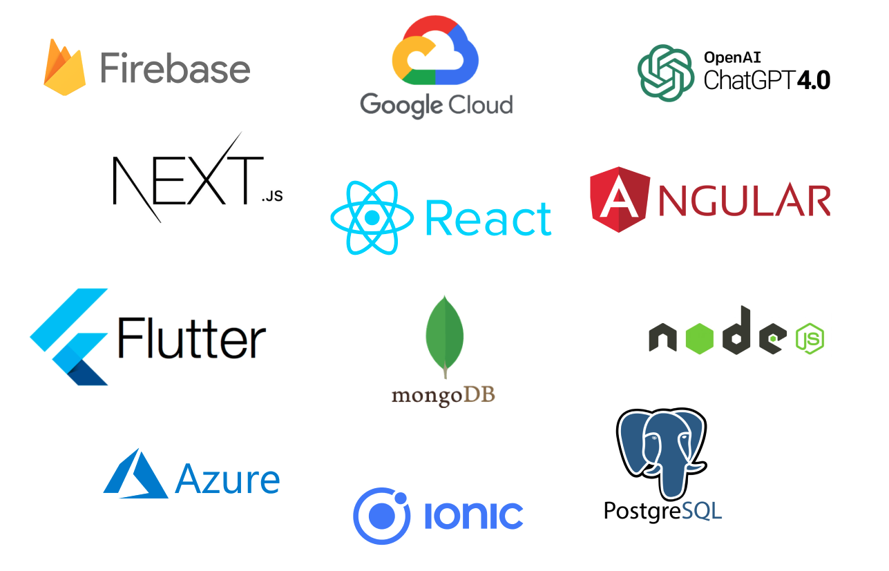 Tecnologías que maneja Devkol: React, Angular, mongodb ,postgresql, firebase, ionic, react native, javascript, node.js, next.js, chatGPT, azure, google cloud , flutter